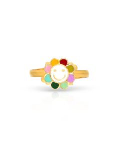 Smiley Flora Gold Ring For Kids