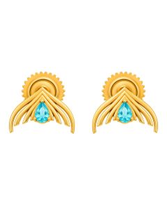 Oceana Azure Fluke Gold Stud Earrings