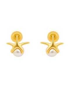 Oceana Star Pearl Gold Stud Earrings