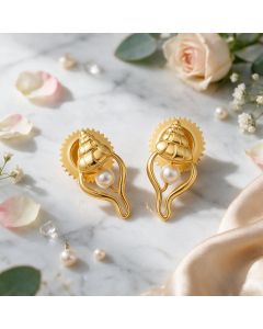 Oceana Nautic Swirl Gold Stud Earrings