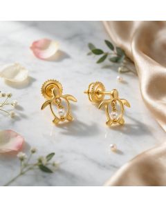 Oceana Mystic Turtle Gold Stud Earrings