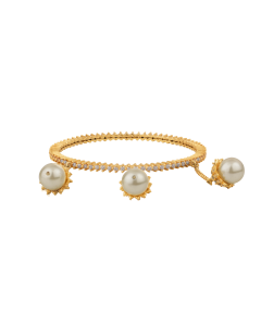 Aurelia Pearl Drop Gold Bangle