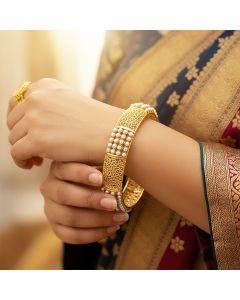 Ira Gold Pearl Broad Bangle