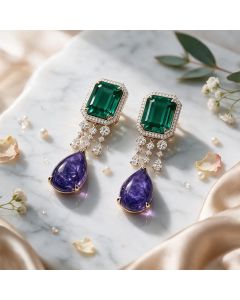 Untamed Aura Tanzanite, Emerald & Diamond Earrings