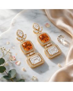 The Royal Emblem Madeira Citrine, Pink Tourmaline & Diamond Earrings