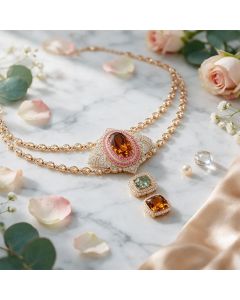 The Royal Emblem Madeira Citrine, Pink Tourmaline & Diamond Choker