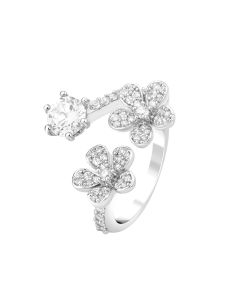 Floral Solitaire Open Ring