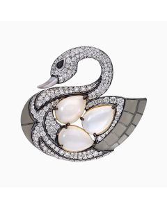 Moonstone Dove Brooch