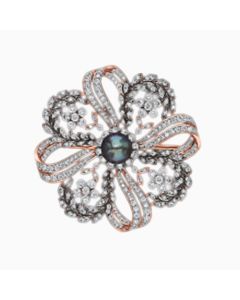 Dual tone Ribbon brooch