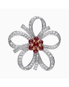 Ruby Ribbon Brooch