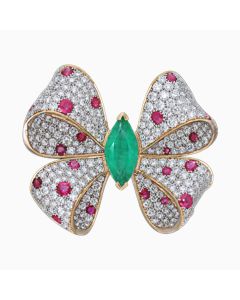 Emerald Bow brooch